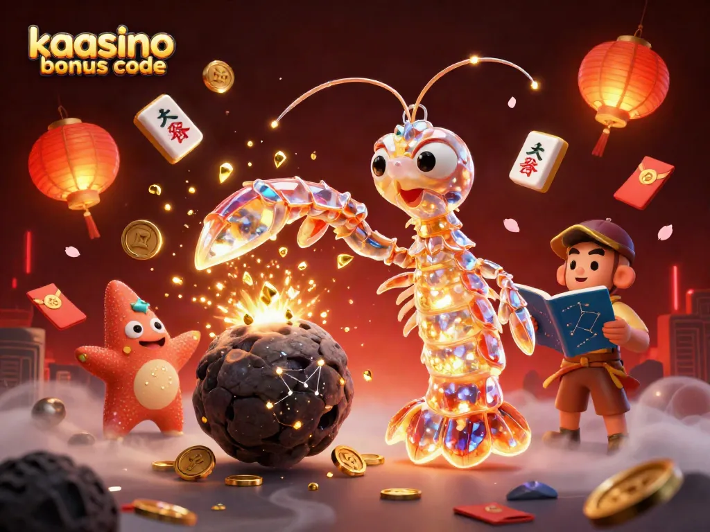 Engage with the kaasino bonus code in an exciting 3D illustration of a galactic samurai amidst a vibrant casino backdrop.