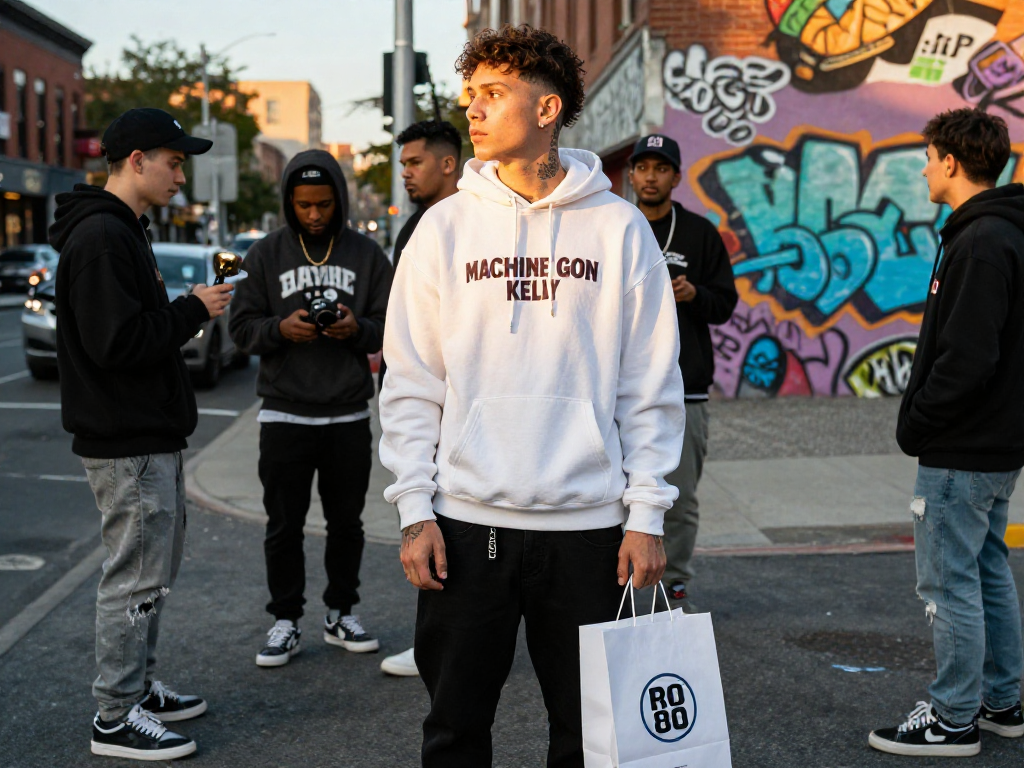 Exclusive ROKOK88 merchandise showcased in urban streetwear scene.