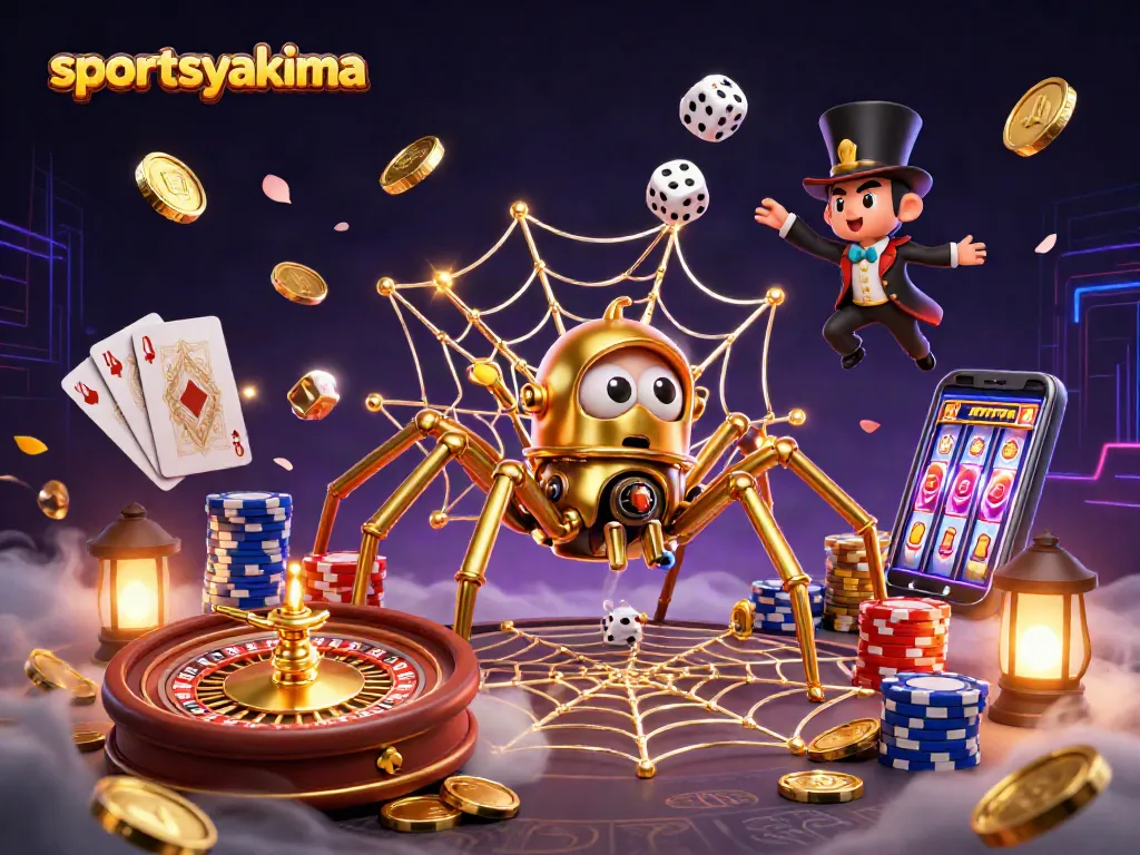 Win big with sportsyakima's thrilling 3D casino scene filled with vibrant elements.