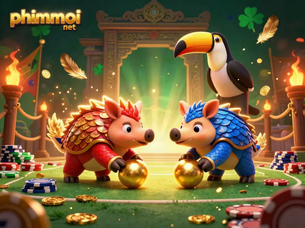 Experience the excitement of phimmoi net with competitive pangolins rolling poker chips in a vibrant casino arena.